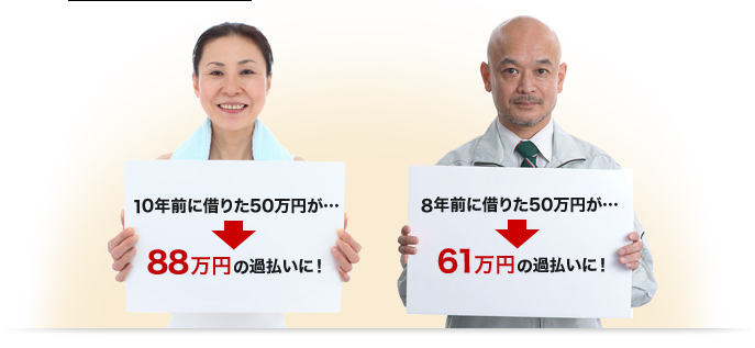 10年前に借りた50万円が…88万円の過払いに。8年前に借りた50万円が…61万円の過払いに