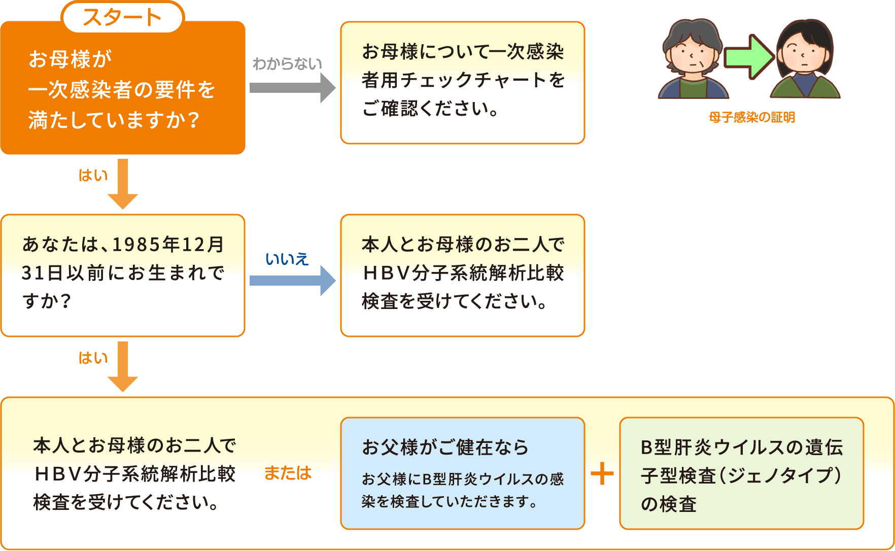 二次感染者用チェックチャート 母子感染の証明